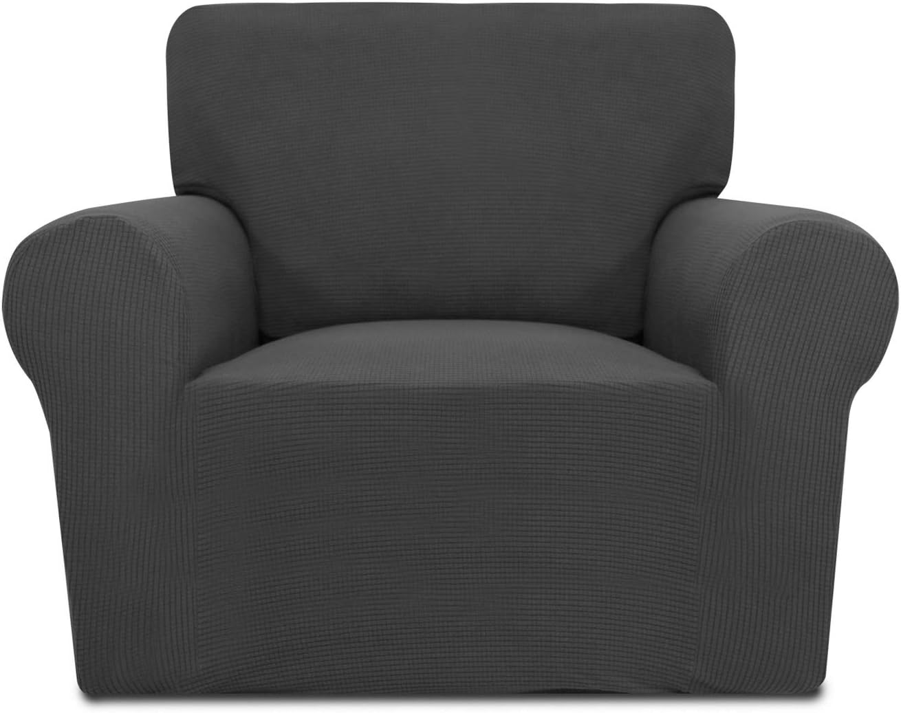 PureFit Stretch Chair Sofa Slipcover – Spandex Jacquard Non Slip Soft Couch Sofa Cover, Washable Furniture Protector with Non Skid Foam and Elastic Bottom for Kids (Chair, Dark Gray): Kitchen & Dining