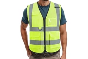 IDOU Hi Vis Reflective Safety Vest with High Visibility Strips for Road Crew & Outdoor