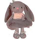 Ruzucoda Ballerina Dolls Plush Bunny Rabbit Soft Toys Ballet Dance Recital Gifts for Girls Gray 15.5 Inches