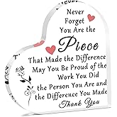Thank You Gift Inspirational Desk Decor for Office Coworker Retirement Leaving Gifts for Women Men Appreciation Gifts for Social Worker Nurse Teacher Volunteer Acrylic Heart Keepsake Plaque