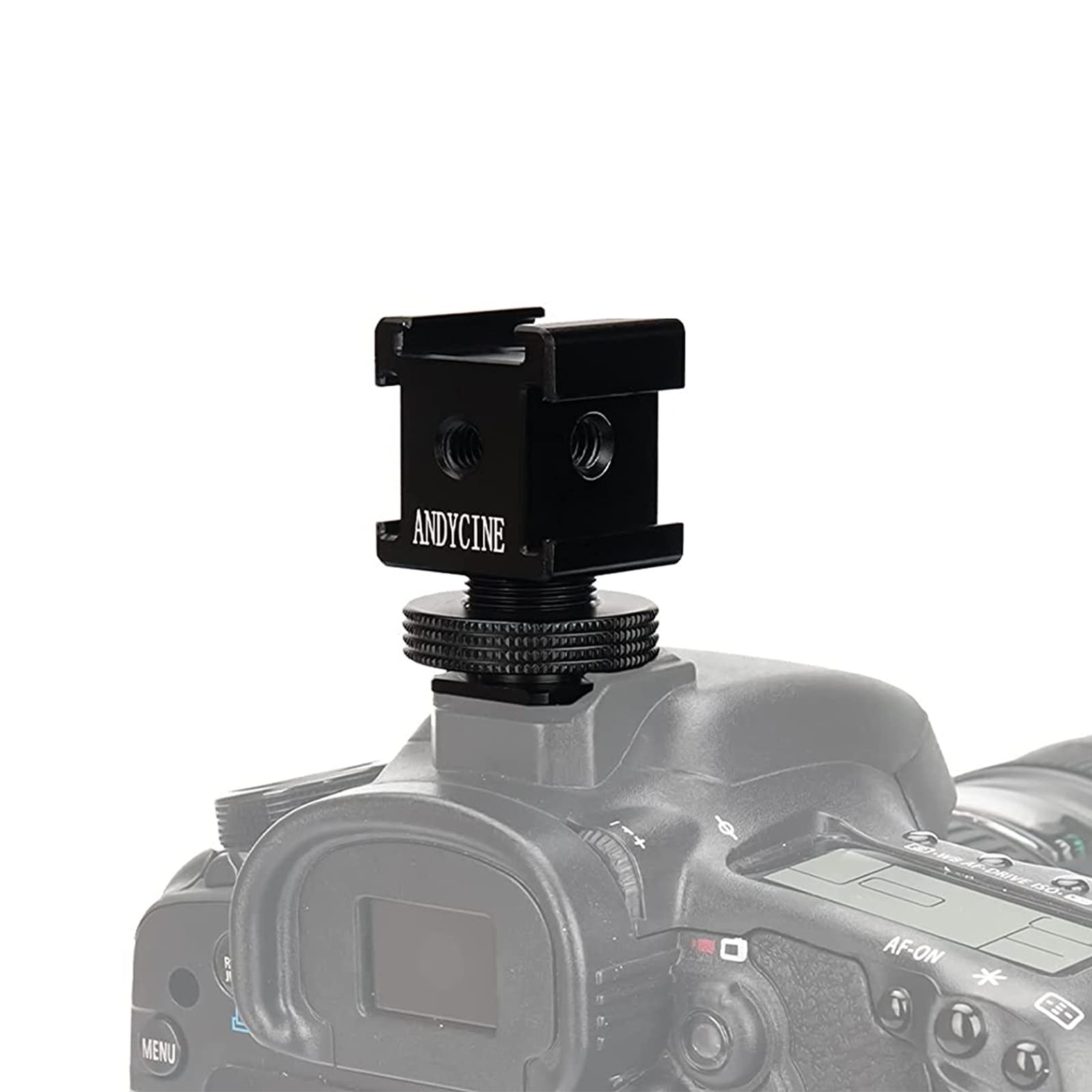 Andycine Camera Triple Cold Shoe Mount,Triple Cold Shoe Mount Adapter, 4 1/4" Thread Holes with 3/8" on The Top for RGB Light,Microphone,Transmitter,Field Monitor