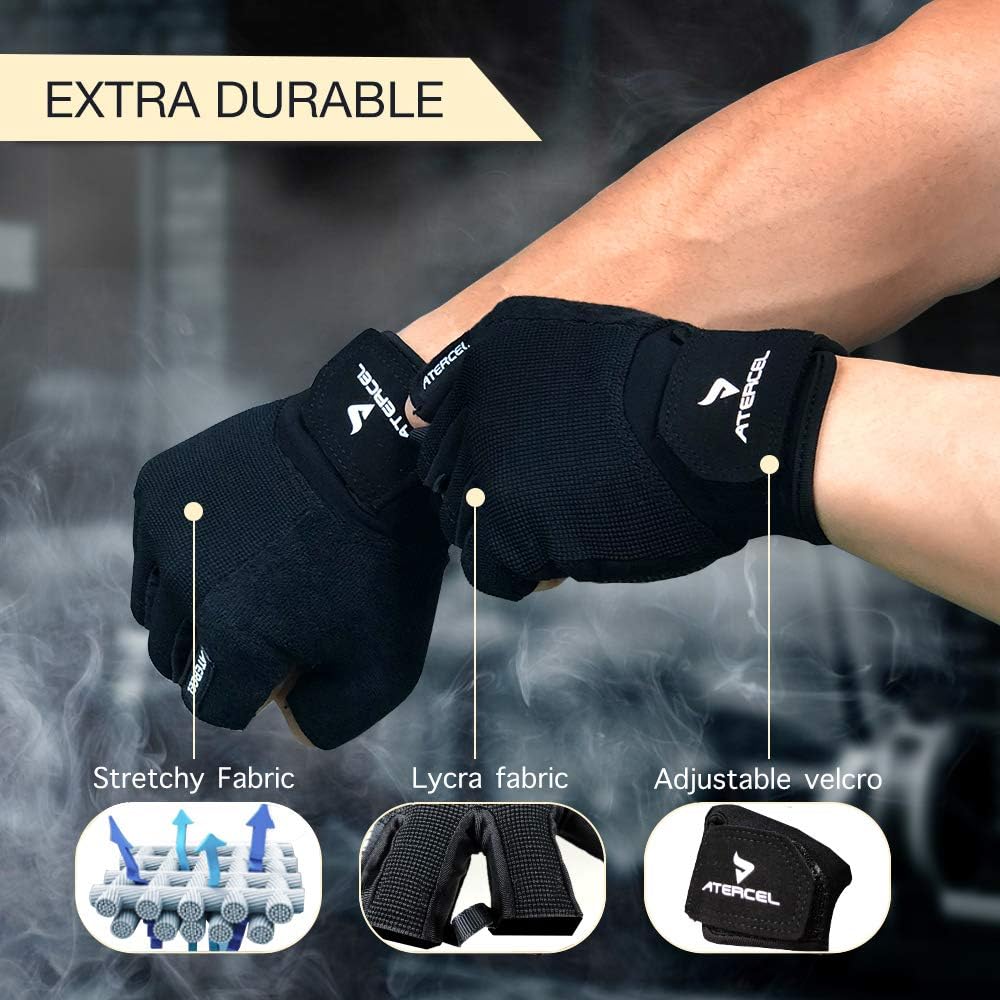 Atercel Workout Gloves, Best Exercise Gloves for Weight Lifting, Cycling, Gym, Training, Breathable & Snug fit, for Men & Women : Sports & Outdoors