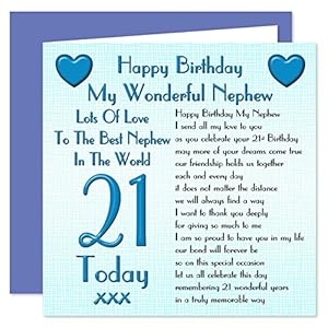 Nephew 21st Happy Birthday Card - Lots Of Love To The Best Nephew In ...
