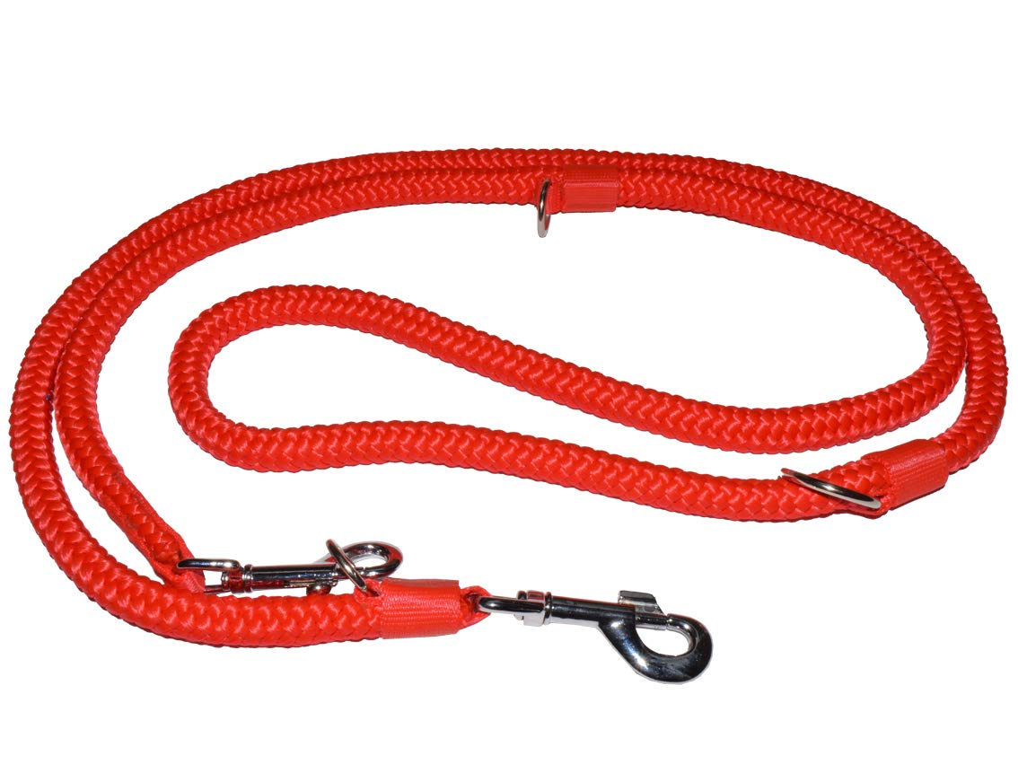 Freestyle Adjustable Strong Police Style Double Leash Dog Walker Coupler Dog Training "Rope" Lead Multi Functional Adjustable (1.0, Red)