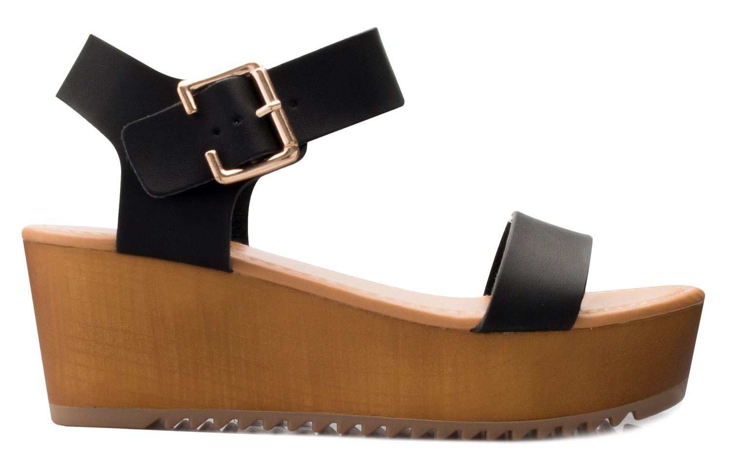 Olivia K Women's Platform Buckle Sandal - Open Peep Toe Fashion Chunky Ankle Strap Shoe - Image 3