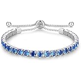 Cranmadia Valentines Day Gifts Sterling Silver Birthstone Tennis Bracelets for Women 4mm Tennis Bolo Bracelet Fashion Jewelry Birthday Gifts for Women Wife Mom Her | Adjustable Size 9"