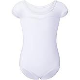 Stelle Leotards for Girls Ballet Dance Leotard Mesh Short Sleeve Gymnastics Outfits for Toddler/Little/Big Kids