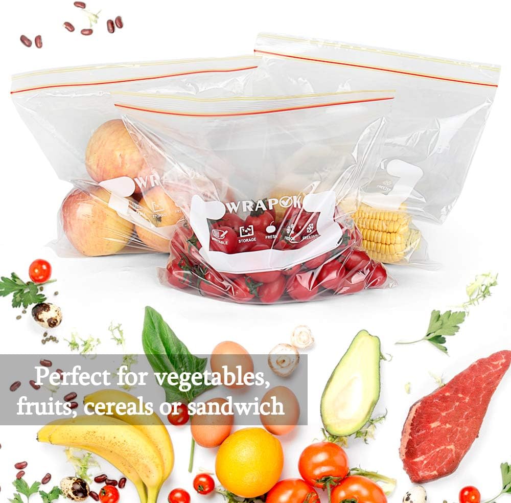 WRAPOK Ziplock Freezer Bags Large Reusable Food Plastic Seal Bag Soup Storage Zip Lock Bag, 10.5 x 11 Inch - 100 Count - Image 5