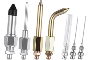 ANABIUP 7PCS Grease Gun Accessory Kit，Including 3 Grease Needle Nozzles 1 Needle Dispenser & Rubber Joint Fitting 1 Bent & Straight Nipple Nozzles for Small and Confined Spaces