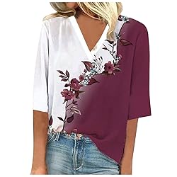 Plus Size Tops for Women 3/4 Length Sleeve Tops