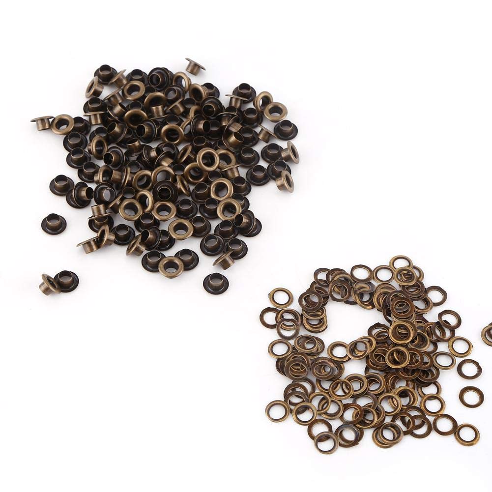 Sheens 100 x Eyelet Eyelet Set, Eyelets Craft Rivets Bronze Colour Plain Eyelets and Washers for Repair Decorative Accessories for Shoes, Handbags, Hats (5 mm)