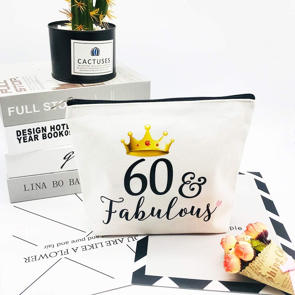 60th Birthday Gifts for Women 60th Birthday Party Supplies and Decorations 60 and Fabulous Turning Sixty Makeup Bag Funny 60th Gifts Idea for Her - Image 4