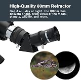 Celestron Travel Scope 80 Portable Refractor Telescope with 80mm Lens, Tripod, view 6
