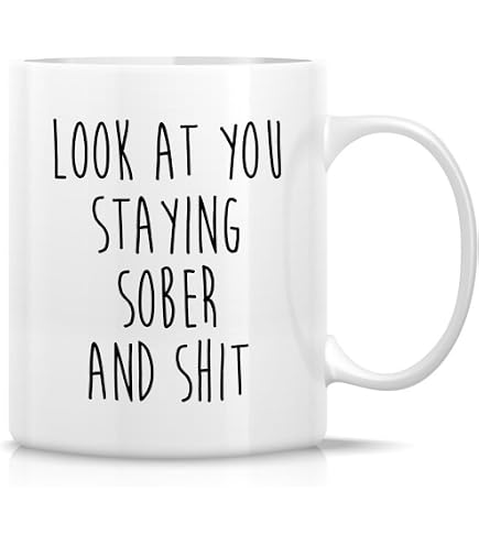 Sober AF Mug - 15 Oz Funny Novelty Coffee Tea Cup - Gift Idea For Sobriety, Birthday, Recovery