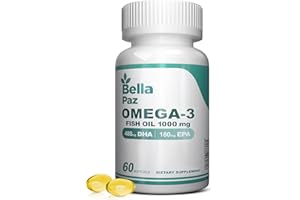 BELLAPAZ Omega 3 FishOil Supplements - 1000mg Fish Oil, Omega-3 Fatty Acid, Organic Mini Size Easy to Swallow, Burpless, 488 DHA & 180 EPA for Men and Women, 60 Softgels