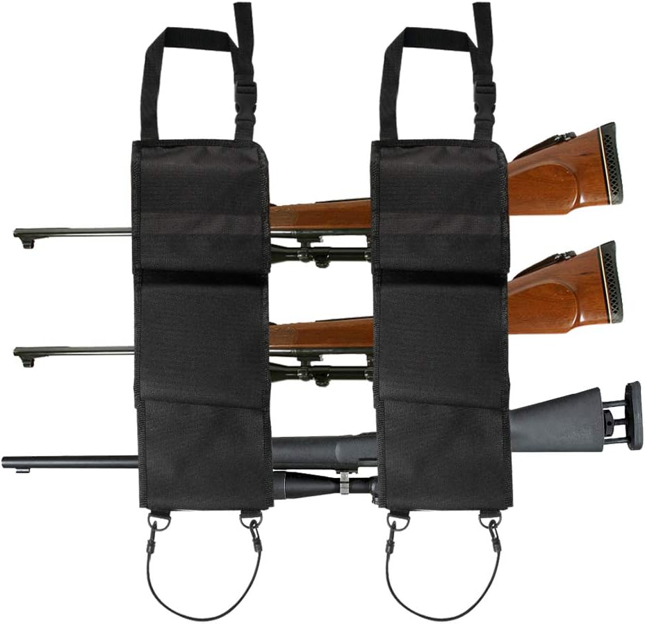 Aokin Car Seat Back Gun Rack Hunting Gun Sling Shotgun Rifle Gun Holsters Pistols Organizer with Pockets, Black: Sports & Outdoors