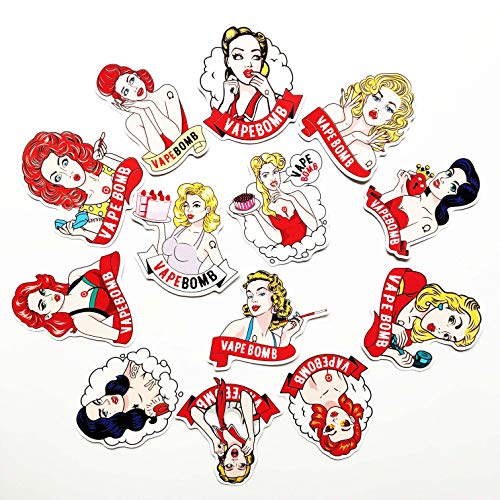 32PCS Vape Bomb Girl Stickers Sexy Modern Girl Sticker Laptop Car Bicycle Suitcase Computer Water Bottle Mobile Phone Stickers Decals (Bomb Girl) - Thumbnail 5