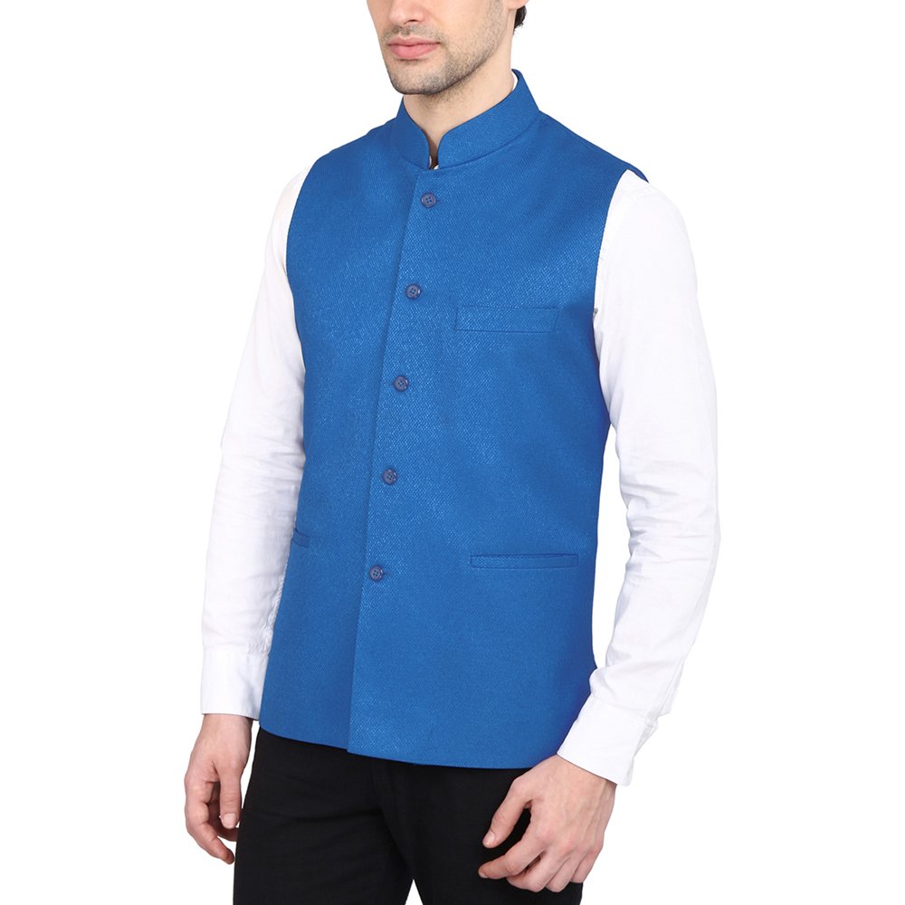 indian attire men's blended jute koti (waistcoat/nehru jacket)