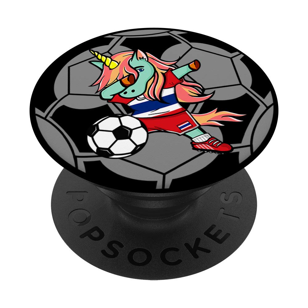 Funny Dabbing Unicorn Thailand Football - Thai Flag Soccer PopSockets Grip and Stand for Phones and Tablets