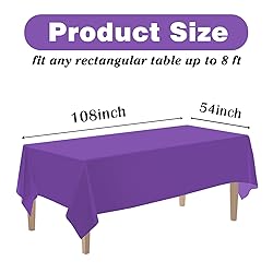 Kopokita 2PCS Purple Plastic Tablecloths 54 x 108