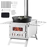 VEVOR Wood Stove, 80 inch, Stainless Steel Camping Tent Stove, Portable Wood Burning Stove with Chimney Pipes & Gloves, 640in