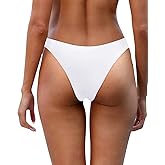 Aqua Eve Women Cheeky Bikini Bottom Brazilian High Cut Swim Bottom Low Rise Bathing Suit Bottom