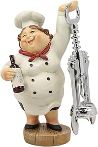 Ebros Gift Whimsical Hand Painted Novelty Corkscrew Wine Bottle Cork Opener Party Hosting Beverage Accessory Home And Kitchen Decor Organizer (Italian Female Lady Chef)