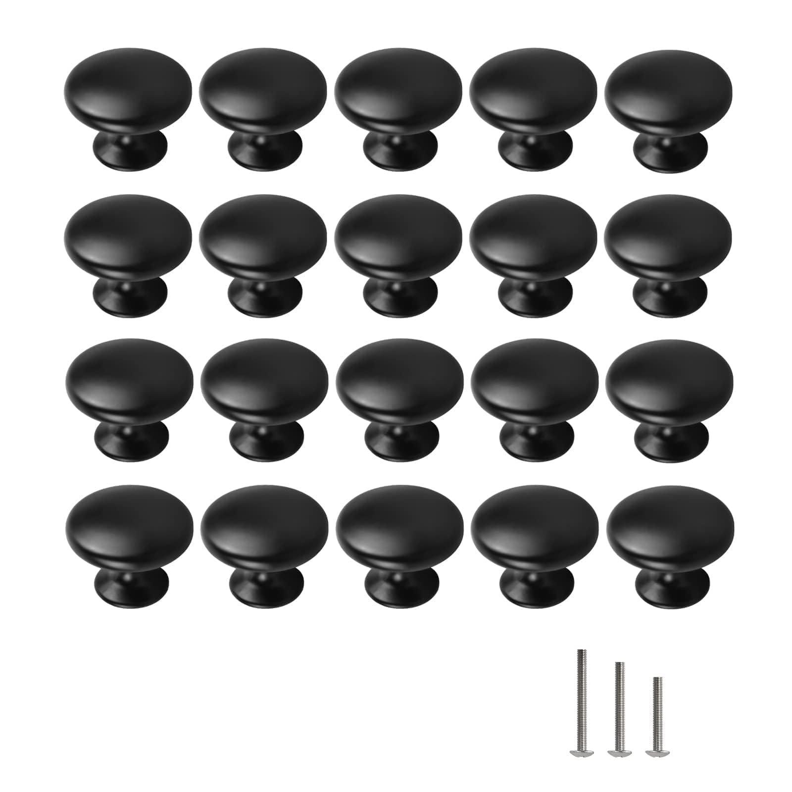 ShipeeKin 20x Cabinet Knobs Black Door Knob Matt Black Dresser knobs Drawer Pull Handles 30mm Hardware for Kitchen Cupboard Furniture Chest Bathroom