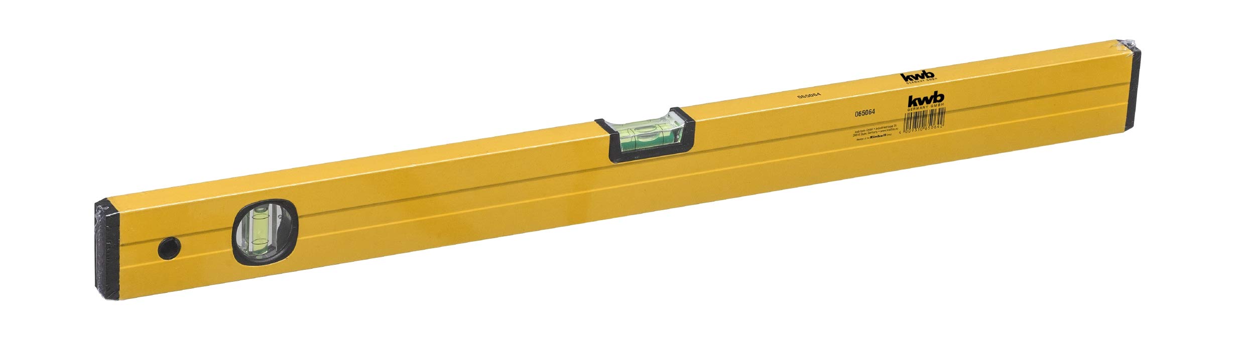 KWB ALUMINIUM SPIRIT LEVEL 60CM - 0.5MM/M ACCURACY - PRECISION GROUND SURFACES - HORIZONTAL AND VERTICAL VIALS