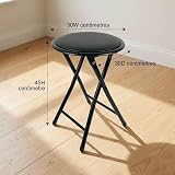 SuperGift.com Black Round Compact Padded Folding Stool Chair view 2