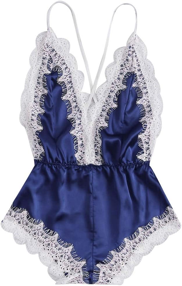 Feytuo 2020 Womens Christmas Sexy Lingerie Plus Sleepwear Lace Racy Spice Suit Winter Fashion Underwear Temptation Sissy Girl V-Neck Lace Splice Bodysuit Lover Girlfriend Comfort Pajama