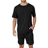 EISHOPEER Matching Pajamas for Couples 2 Piece Lounge Set Ribbed Knit Pajama Matching Tops and Shorts Soft Sleepwear S-XXL