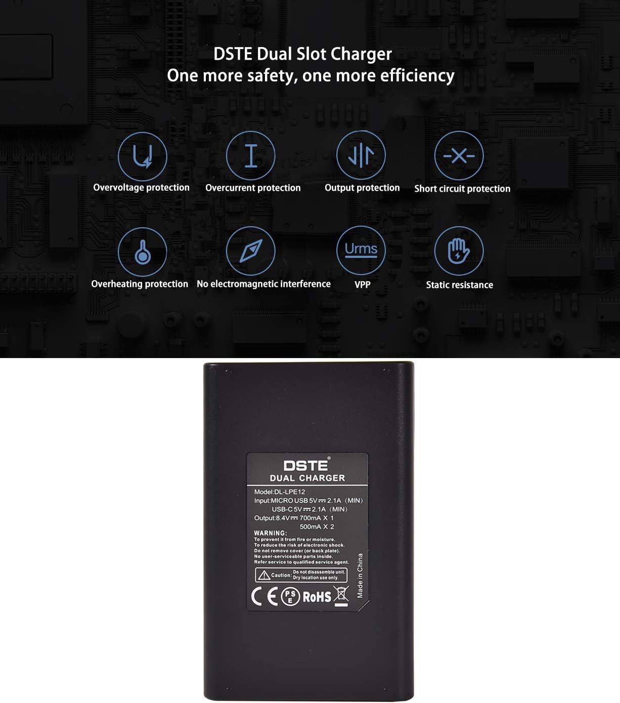 DSTE Dual USB Charger with LCD Display Compatible for LP-E12 and Canon EOS M, EOS 100D, EOS Rebel SL1, EOS Kiss X7 Digital Camera - Image 4