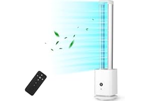 U ULTTY ULTTY Bladeless Tower Fan and Air Purifier in one, Bedroom Fan with HEPA Filter 99.97% Smoke Dust Pollen Dander, 42.5" Oscillating Tower Fan with Remote, Touch, 8H Timer, White