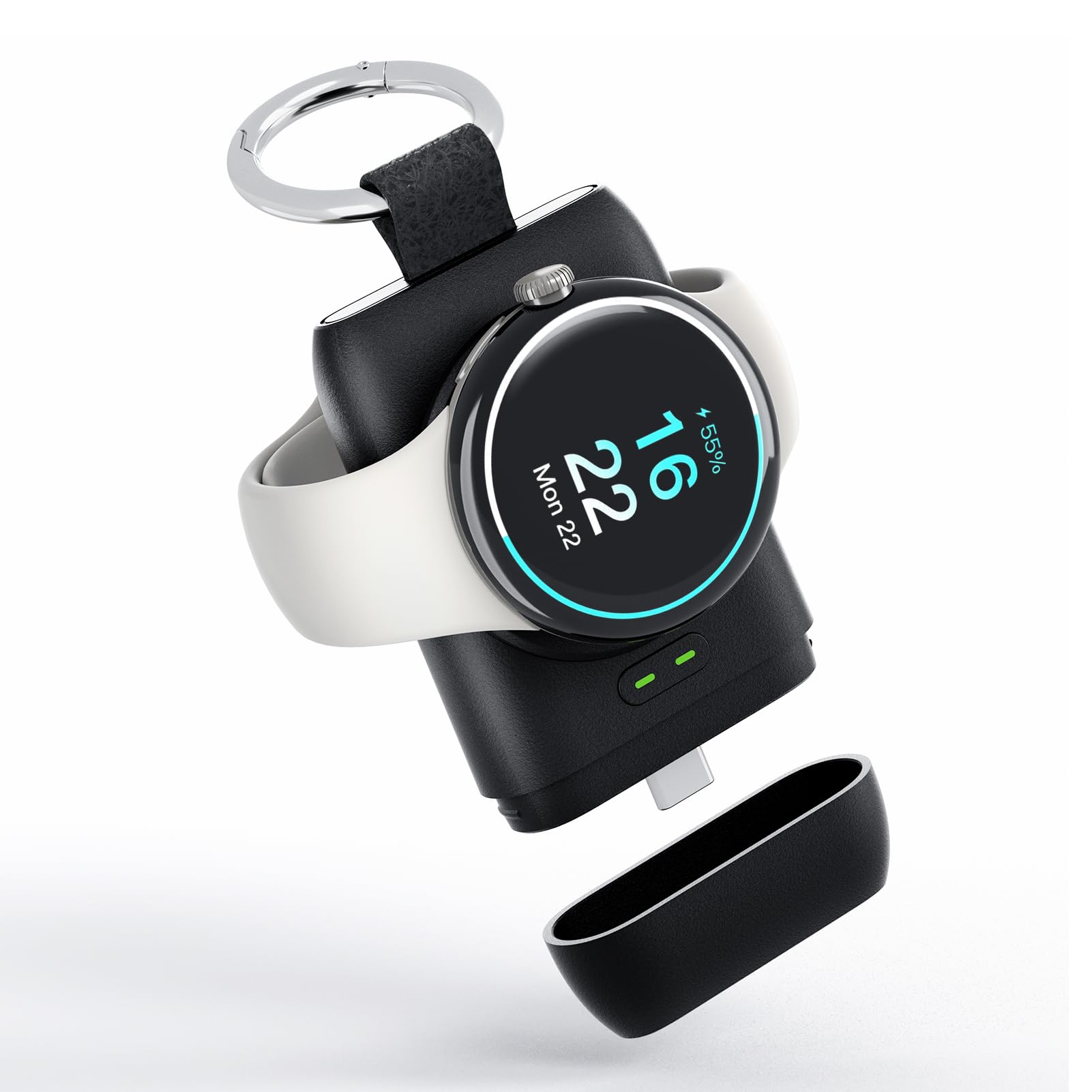 leChivée for Pixel Watch Charger, 1400 mAh Portable Watch Charger for Google with Keychain, Portable Travel Charger for Google Pixel, USB C Magnetic Wireless