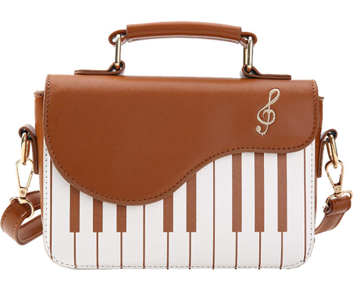 Rullar Women Girl Fashion Small Shoulder Crossbody Bag Piano Key Top-Handle Handbag Satchel Tote Purse Brown