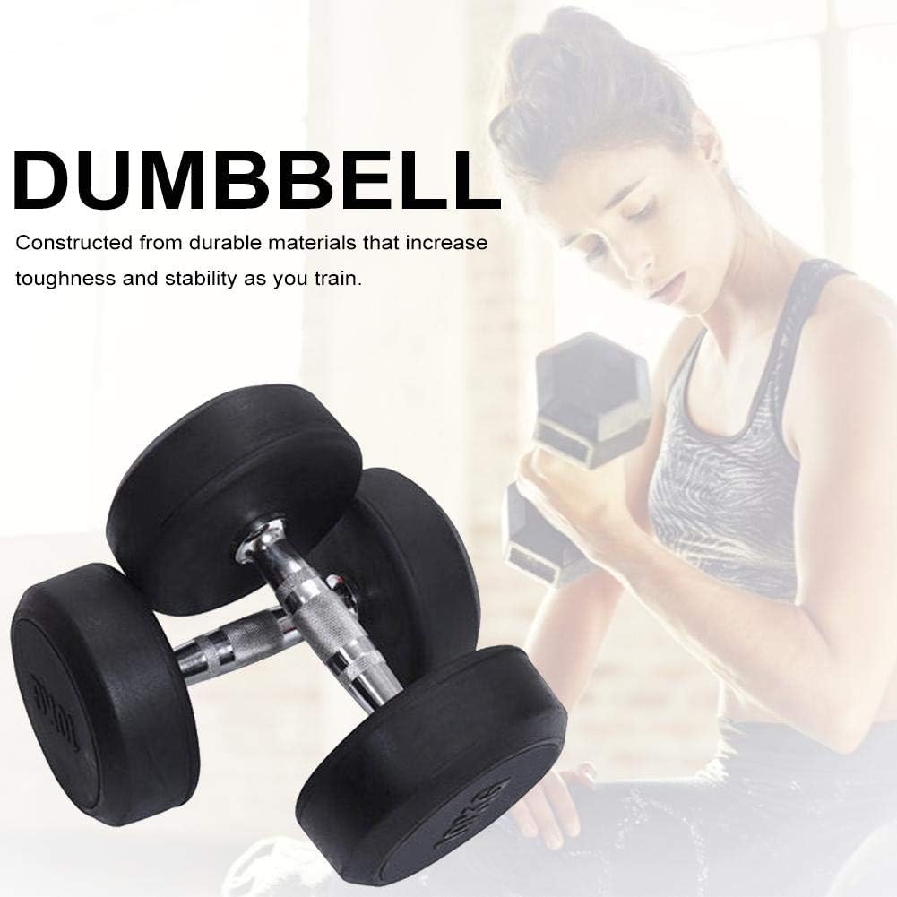 fineshelf Rubber Encased Dumbbell Weight Pair, Fitness Gym/Home Barbell Plates Body Workout, Set of 2，Black
