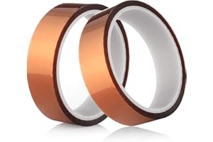 Gdrtwwh High Temp Tape,Polyimide High Resistant Tape Kapton Tape High Temperature Tape with Silicone Adhesive for Masking,Soldering,Electrical (2 Roll x 1 inches)