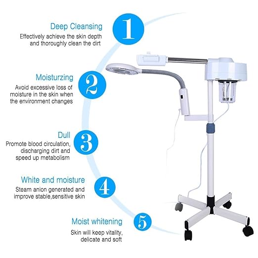 Kosmetikspiegel Mit, 2in1 Gesichtsdampfer LED 5X Vergrößerungs