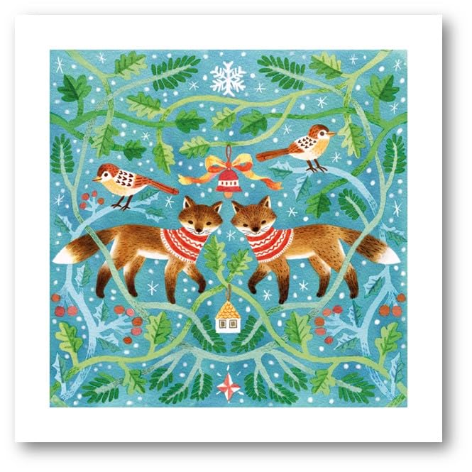 Museums & Galleries Christmas Cards Pack of 8 - Festive Foxes in Jumpers - Eco-Friendly & Recyclable