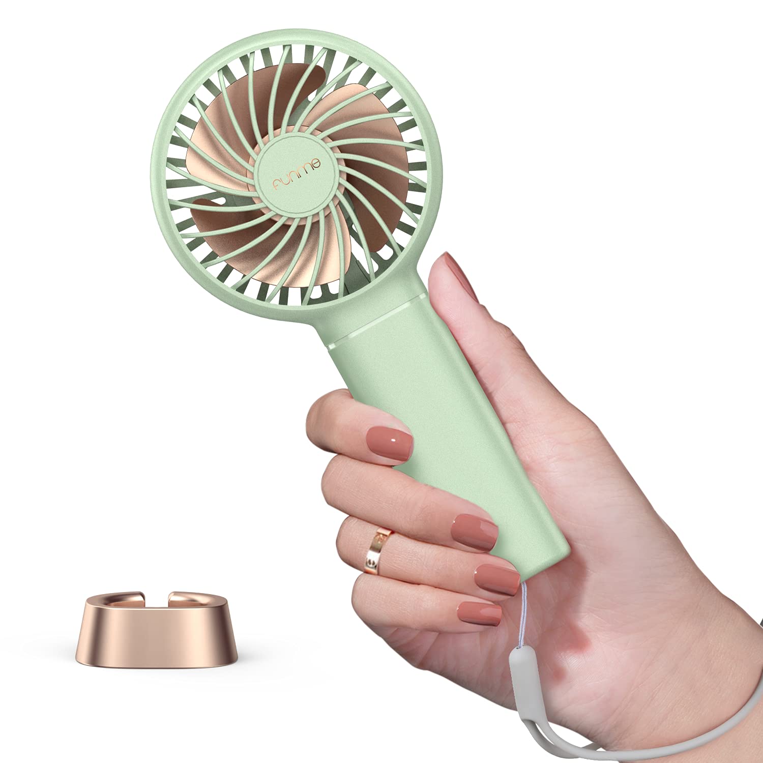 Funme Mini Handheld Fan 3350mAh Portable Small Pocket Fan USB Rechargeable Fan 3 Speed Adjustable Settings for Outdoor Travel Home Office Green
