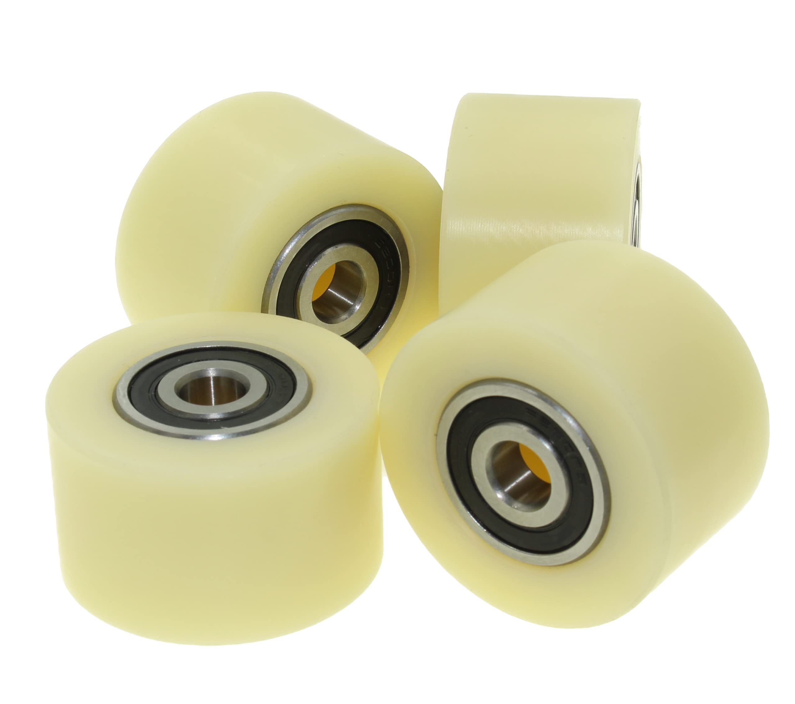 (50-30-10) Pack of 4 x 50 mm Diameter Machined Nylon Wheels - UK Based Inventory - (30mm wide-10mm bearing)