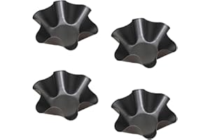 Ragyzity Tortilla Pan Set - 4pcs Non-Stick Carbon Steel Taco Salad Bowl Makers Tortilla Shell Pans, Tostada Bake Taco Shells, Flower-shaped Baking Mold Kitchen(Black 4pcs) (16.5x 7.5x 6cm)