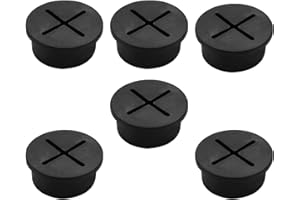 Adyoney 6 Pcs 25mm / 1 Inch Black Desk Grommets, Easily Solve Cable Management Issues, Flexible Silicone Cable Cord Grommet for Table and Other Furnitures Hole Cover