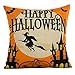 HOSL PW01 4-Pack Happy Halloween Square Decorative Throw Pillow Case Cushion Cover Bat Pumpkin