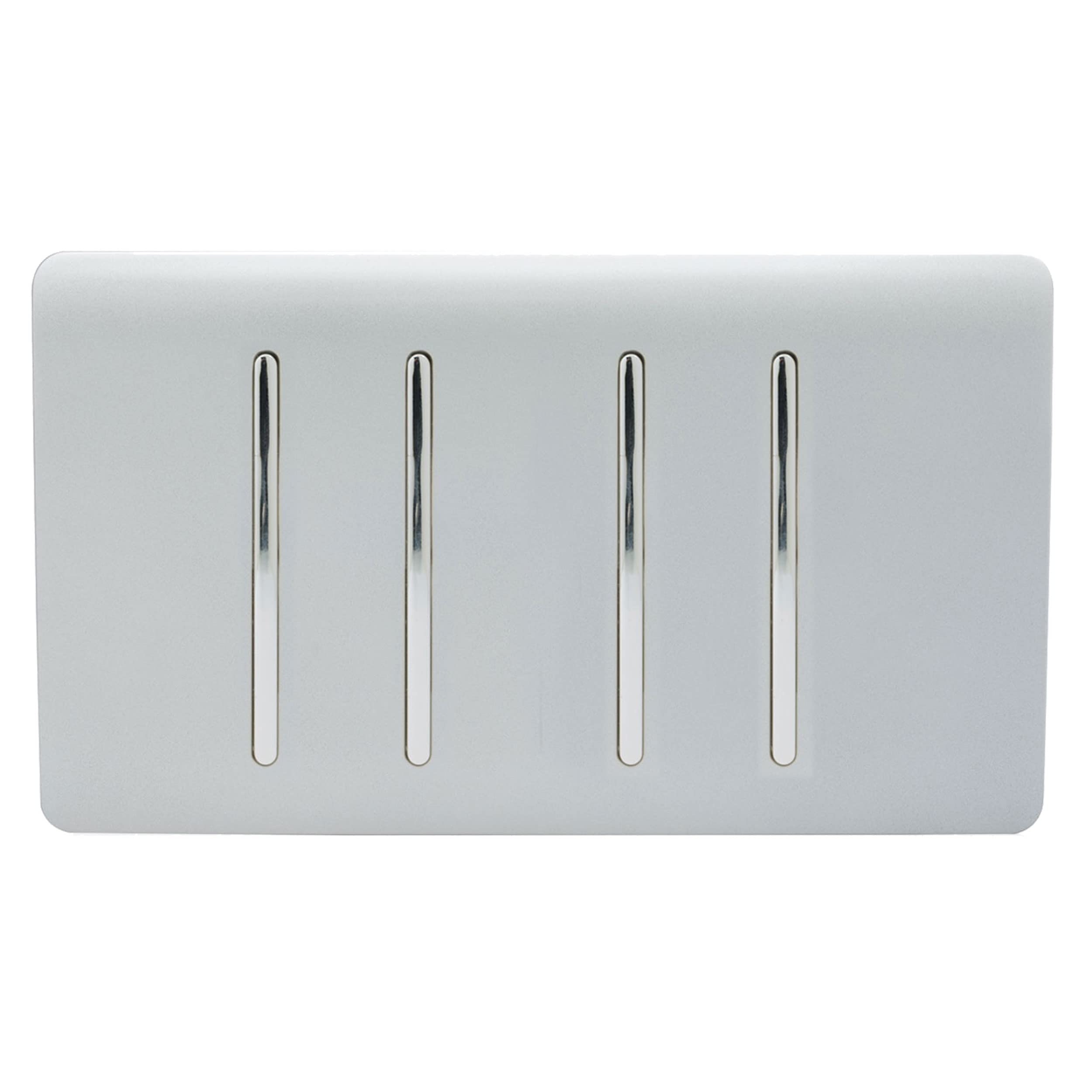 Trendi ART-SS33SI Artistic Modern Glossy 4 Gang 1 Way White Rocker Double Plate Tactile Light Switch in Silver, 8.8 cm*15.0 cm*0.24 cm