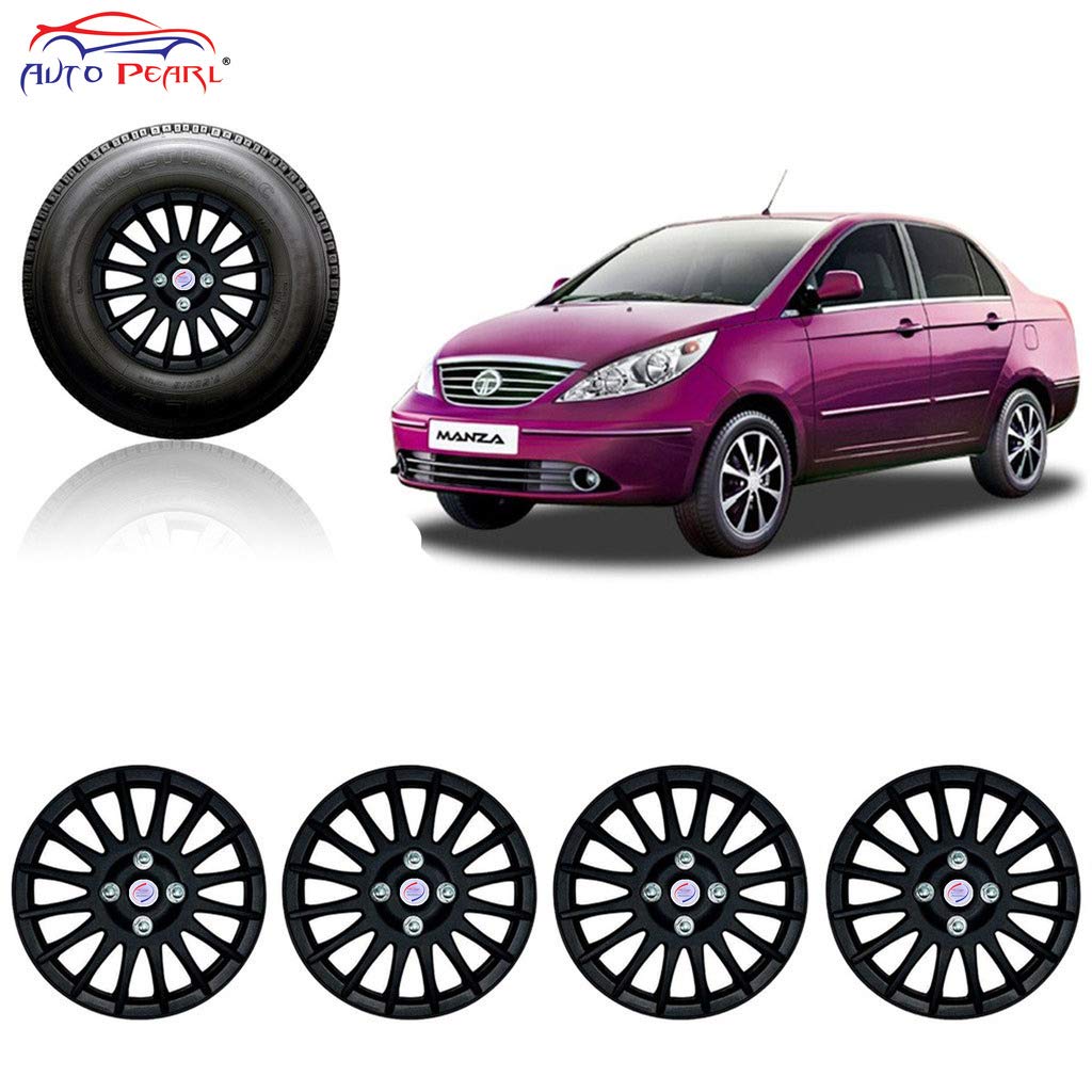 Autopearl Premium Quality Car Full Black Wheel Cover Caps Black 15