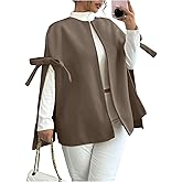 GORGLITTER Women's Bow Cape Blazer Dress Open Front Elegant Dressy Business Fall Causal Jacket Overcoat