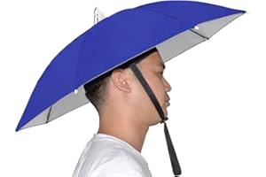 NEW-Vi Umbrella Hat Adult and Kids Folding Cap for Beach Fishing Golf Party Headwear (Blue/Silver)