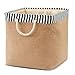 Folding Basket EZOWare Laundry Hamper Bucket Burlap Canvas Storage Container Bin For Office, Bedroom, Closet, Laundry, Toys & More - with Blue and White Trim